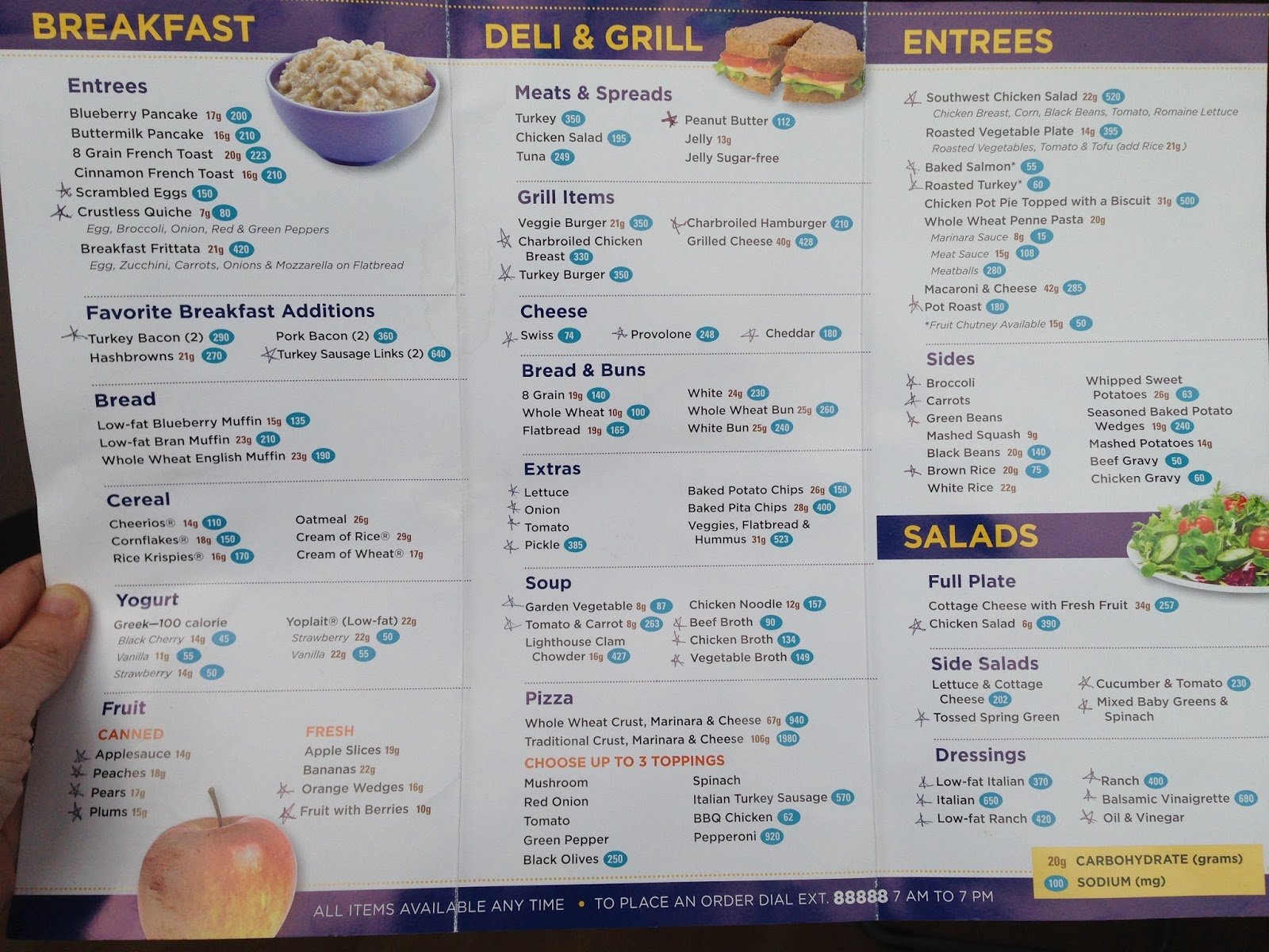 Daily meals menu for genio demo